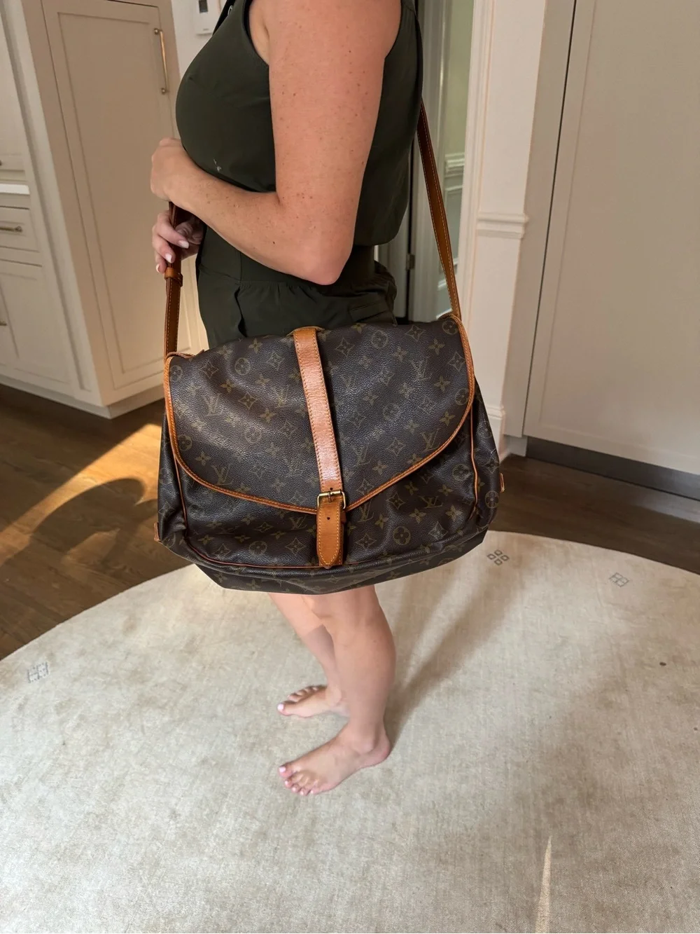Louis Vuitton Brown Monogram Messenger Bag with Natural Trim